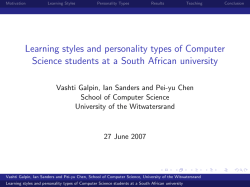 Learning styles and personality types of Computer Science students