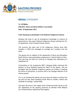 Team Gauteng to participate in the National Indigenous Games