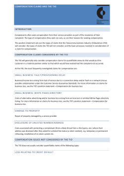 COMPENSATION CLAIMS AND THE TIO INTRODUCTION