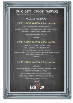 table Service SET PRICE MENU €20 / persON SET PRICE MENU