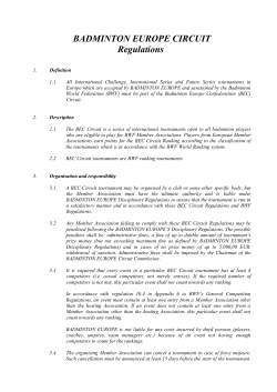 Badminton Europe Elite Circuit Regulations