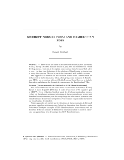 BIRKHOFF NORMAL FORM AND HAMILTONIAN PDES by Beno&circ;ıt