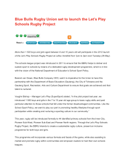 Blue Bulls Rugby Union set to launch the Let`s Play Schools Rugby