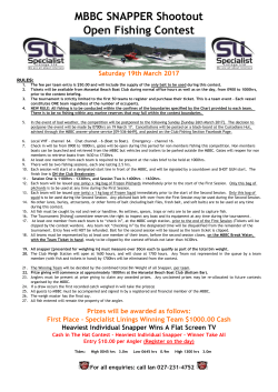 MBBC SNAPPER Shootout Open Fishing Contest Saturday 19th