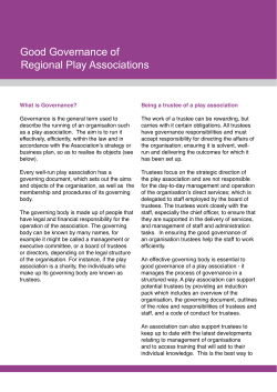 Good Governance of Regional Play Associations
