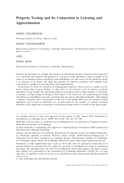 Property Testing and Its Connection to Learning and Approximation