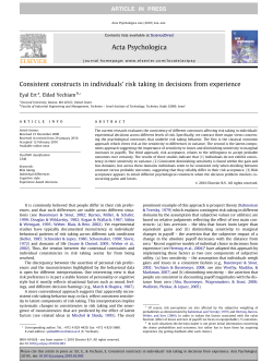 Consistent constructs in individuals` risk taking in decisions from