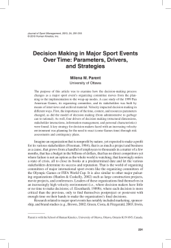 Decision Making in Major Sport Events Over Time