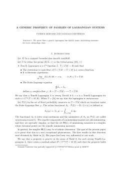 A GENERIC PROPERTY OF FAMILIES OF LAGRANGIAN