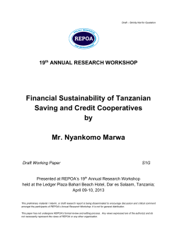 Financial Sustainability of Tanzanian Saving and Credit