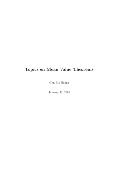 Topics on Mean Value Theorems