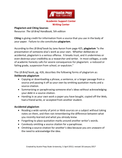 Plagiarism and Citing Sources - Austin Peay State University