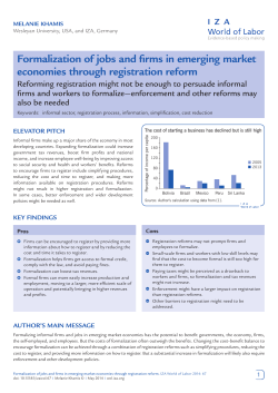Formalization of jobs and firms in emerging market economies