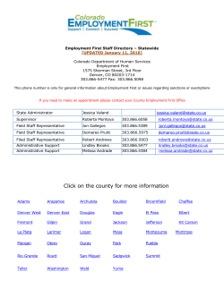 Employment First Staff Directory * Statewide