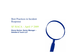 Best Practices in Incident Response SF ISACA &ndash; April 1st 2009
