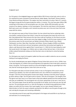 Dodgeball report Our first game in the dodgeball league was against