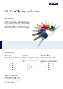 Kaba ExperT keying combinations