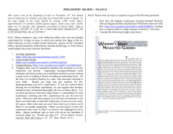 PHILOSOPHY 100 (MW) &ndash; EXAM #2 This exam is due at the