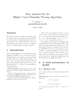 Easy numbers for the Elliptic Curve Primality Proving Algorithm