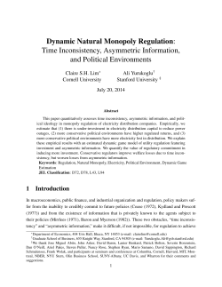 Dynamic Natural Monopoly Regulation: Time Inconsistency