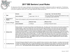 2017 BB Seniors Local Rules - Menomonee Falls Little League