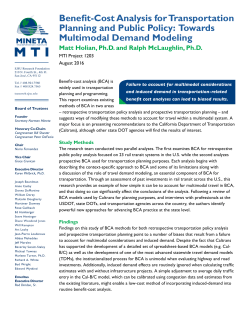 Benefit-Cost Analysis for Transportation Planning and Public Policy