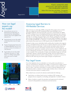 Assessing Legal Barriers to HIV-Related Services Key Legal Issues
