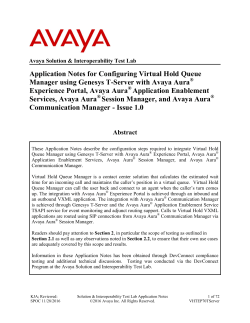 Application Notes for Configuring Virtual Hold Queue Manager