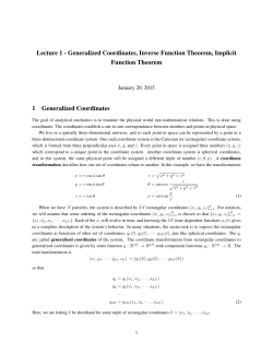 Lecture 1 - Generalized Coordinates, Inverse Function Theorem