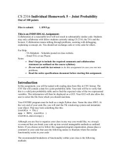 CS 2316 Individual Homework 5 &ndash; Joint Probability Introduction