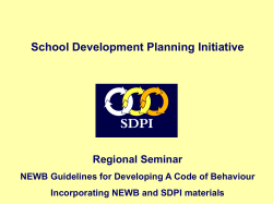 NEWB Dev. a Code of Behaviour - School Development Planning