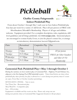 Centennial Park Pickleball Play&mdash;May 1 through