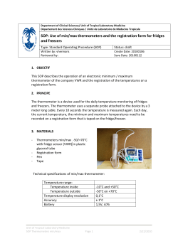 SOP: Use of min/max thermometers and the registration form
