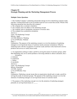 Chapter 01 Strategic Planning and the Marketing Management