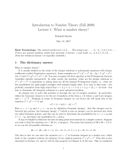 Introduction to Number Theory (Fall 2009) Lecture 1: What is