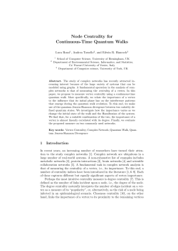 Node Centrality for Continuous-Time Quantum Walks