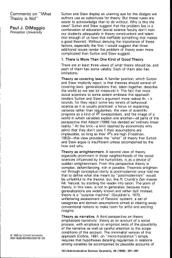 Comments on "What Theory is Not" Paul J. DiMaggio