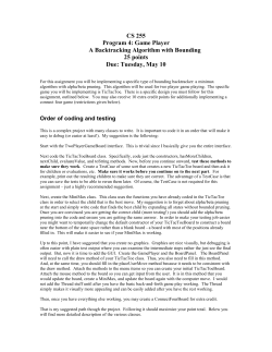 CS 255 Program 4: Game Player A Backtracking Algorithm with