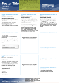 Poster Title - Eastern Health
