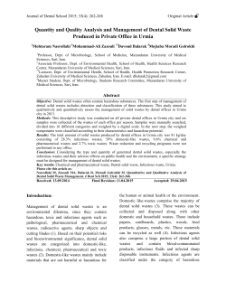 Quantity and Quality Analysis and Management of Dental Solid