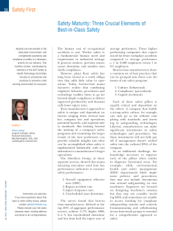 Safety First Safety Maturity: Three Crucial Elements of Best-in