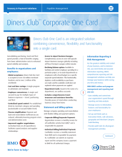 Diners Club&reg;* Corporate One Card