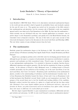 Louis Bachelier`s “Theory of Speculation”