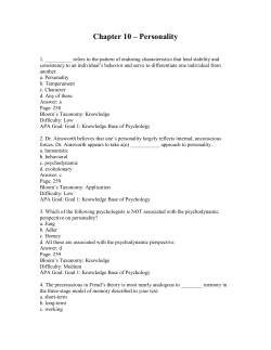 5. According to Freud, the key to personality lies in