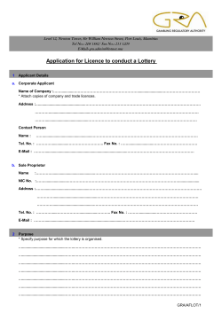 Application for Licence to conduct a Lottery