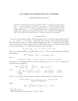 LOCALIZED FACTORIZATIONS OF INTEGERS 1. Introduction Let k