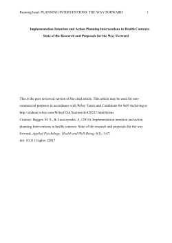 Running head: PLANNING INTERVENTIONS: THE