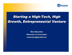 Starting a High-Tech, High Growth, Entrepreneurial Venture