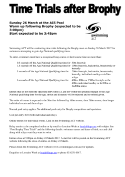 Sunday 26 March at the AIS Pool Warm up