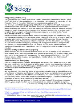 Safeguarding Children policy This policy follows the guidance given